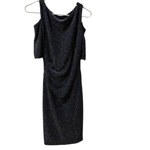 Lauren Ralph Lauren Gray Sequin Lined Cocktail Party Dress Cut-Out Shoulder S6